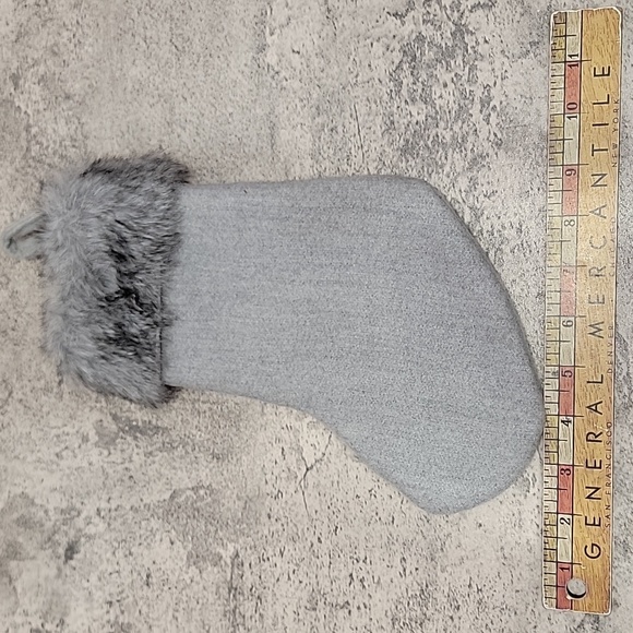 Good Tidings Gray fur vintage Christmas Stocking - Picture 4 of 4